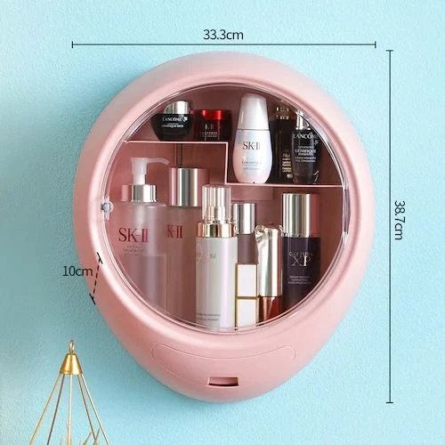 Wall-Mounted Cosmetics Storage Box Punch-Free Dust-Proof Bathroom Skin Care Products Wall Rack