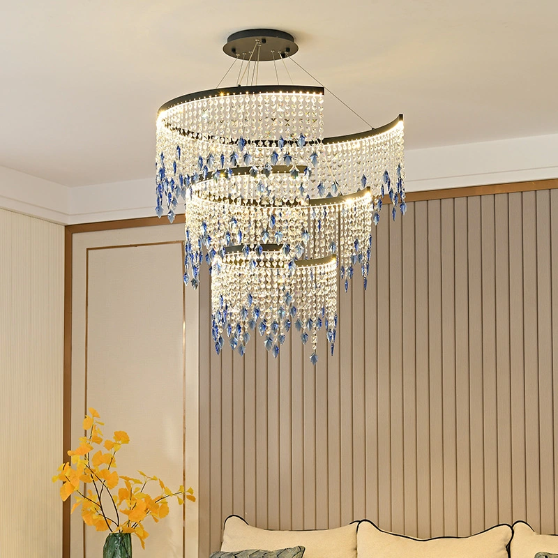 Modern Square Crystal Chandelier Pendant Lamps for Hotel Room Decor