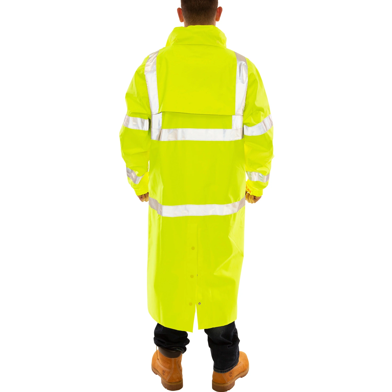 Safety Polyurethane Polyester Raincoat High Visibility Breathability Work Wear