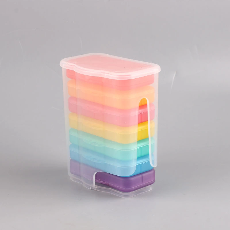 China Manufacturer 28 Compartments Weekly Pill Orangizer Rainbow Color