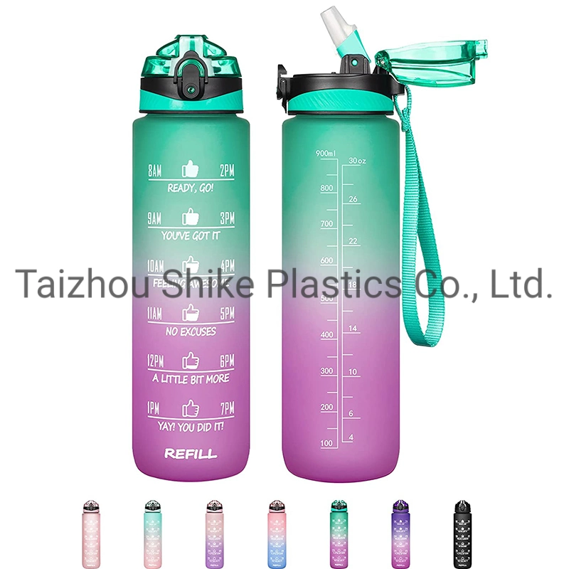 32oz 1L 2023 Time Marker Leak Proof Tritan Motivational Bicycle Product Tritan Sport Frosted Plastic Water Bottle BPA Free