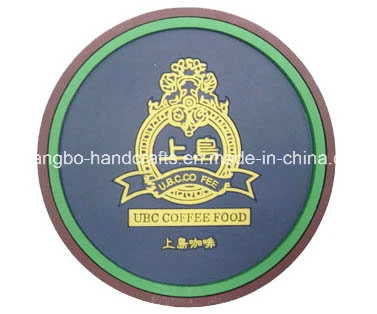 Factory Wholesale Price High Quality Custom Brand Name 3D Embossed Logo Customized Chamber Exclusive Use Silicone Soft PVC Coaster