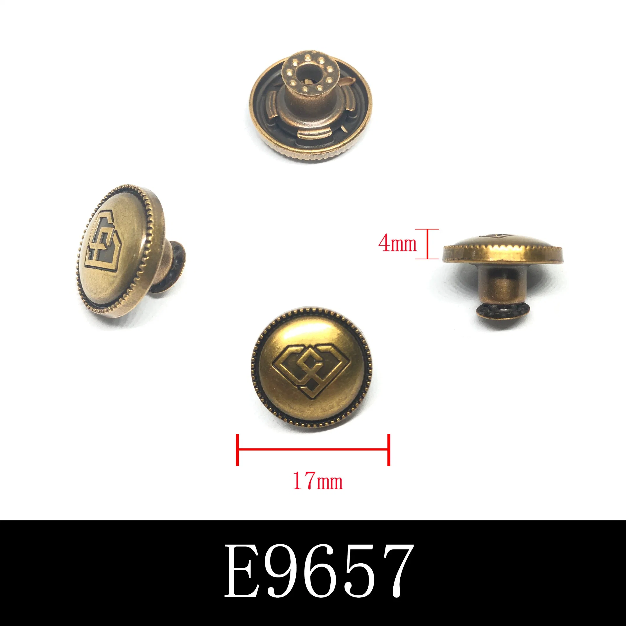 Garment Processing Accessories Different Shapes Metal Alloy Shank Button with Brand Logo