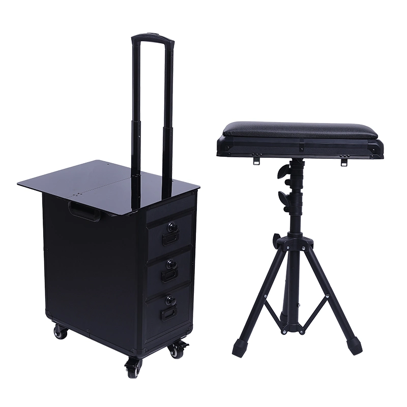 Body Art Tools Permanent Makeup Cosmetic Box Portable Tattoo Trolley Case with Tattoo Armrest and Workstation