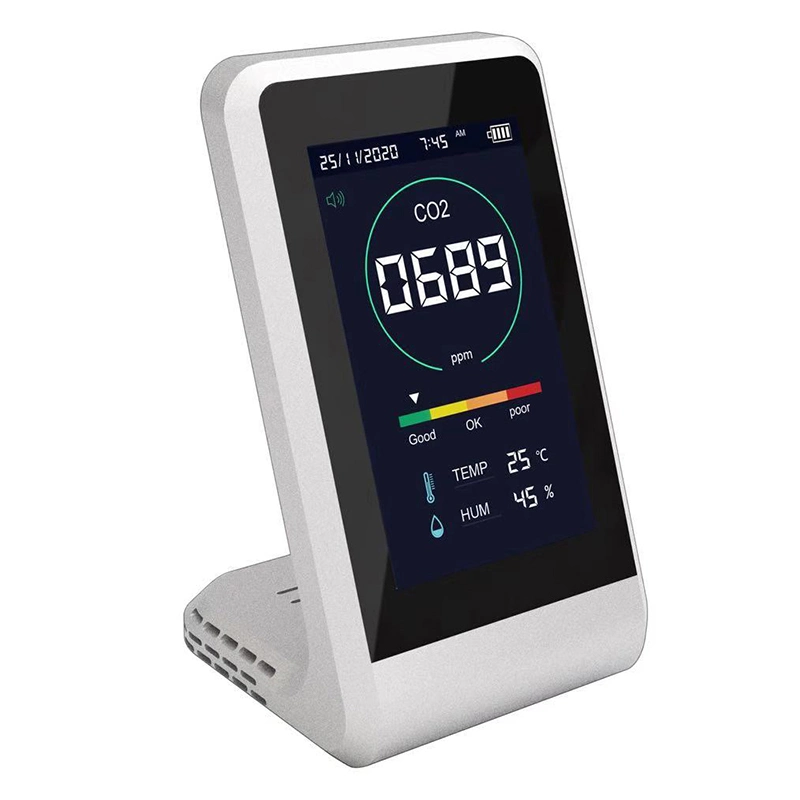 Monitoreo en tiempo real de la calidad del aire el CO2 Test Detector de Gas Temperatura y humedad, luz negra de tipo C recargar el sensor de monitor de CO2