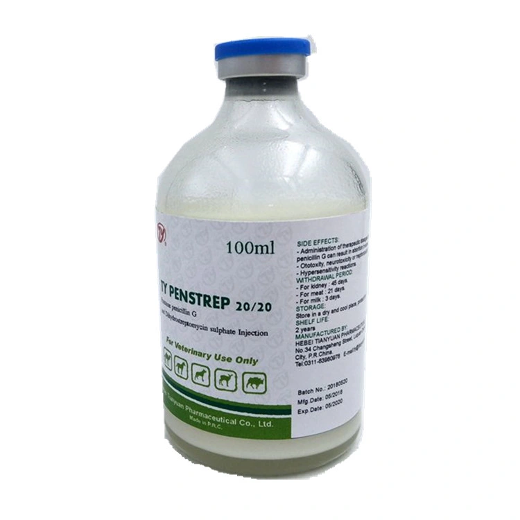 La procaïne pénicilline G la dihydrostreptomycine Sulfate 20 d'injection : 20 BPF des médicaments vétérinaires pour l'usine de traitement d'E. Coli Campylobacter Clostridium Corynebacterium