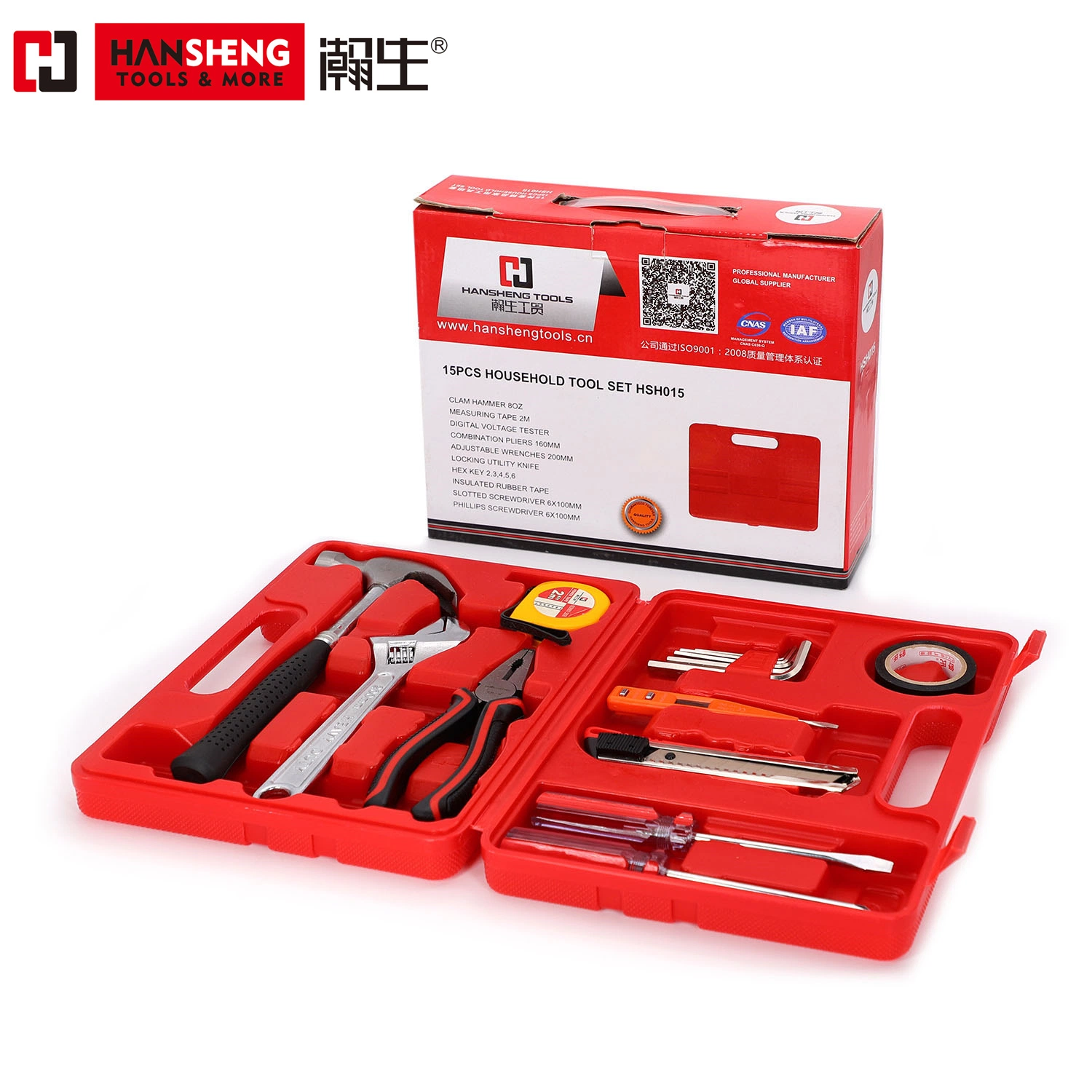 Professional Household Set Tools, Hand Tool, Hardware Tools, Plastic Toolbox, Combination, Set, Gift Tools, Pliers, Wire Clamp, Hammer, Wrench, Snips, 8 Set