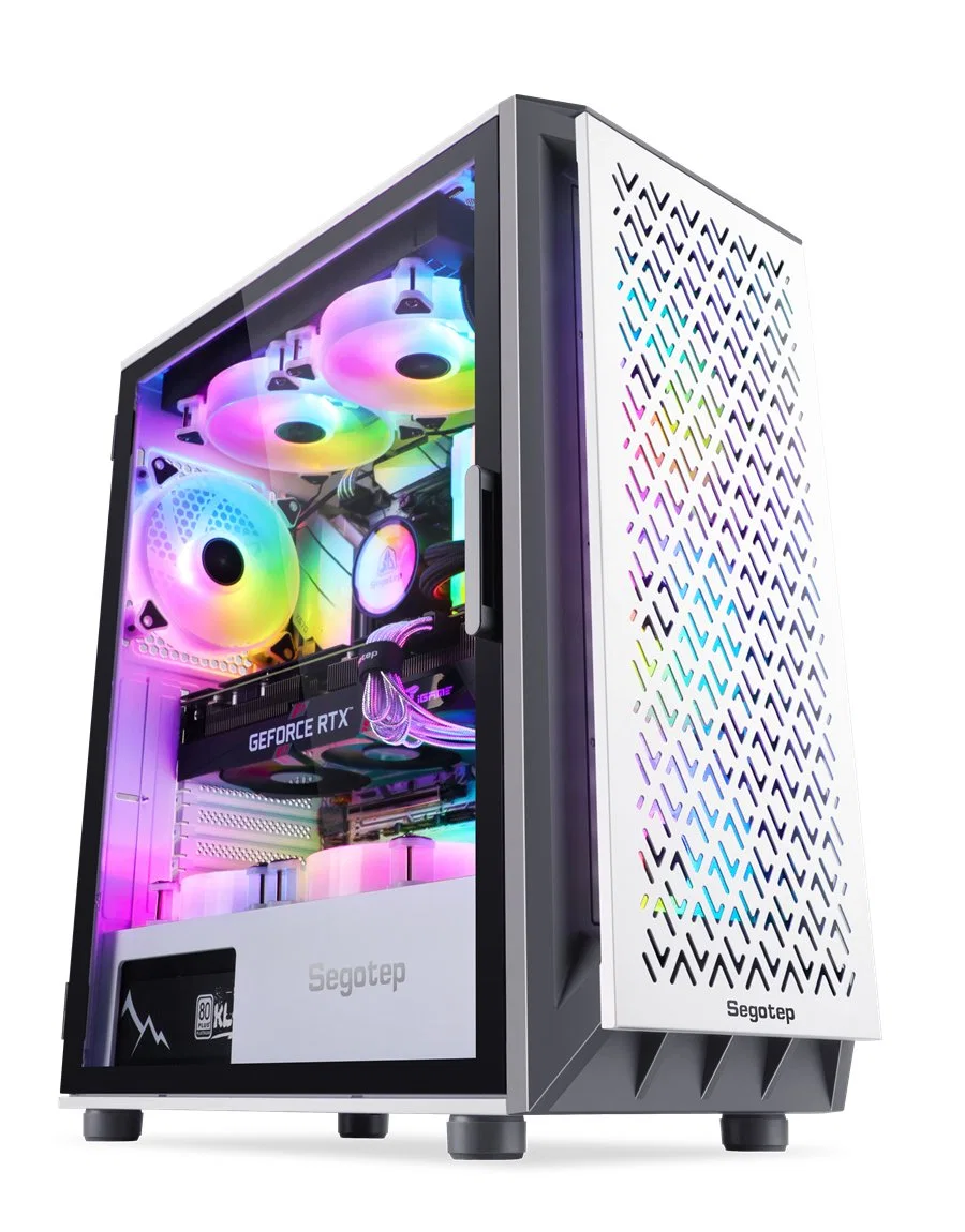 White-Front-Hollow Design-Segotep-Export-Mexico-Japan-DIY Computer ATX Tempered Glass Side--PC Computer Casing