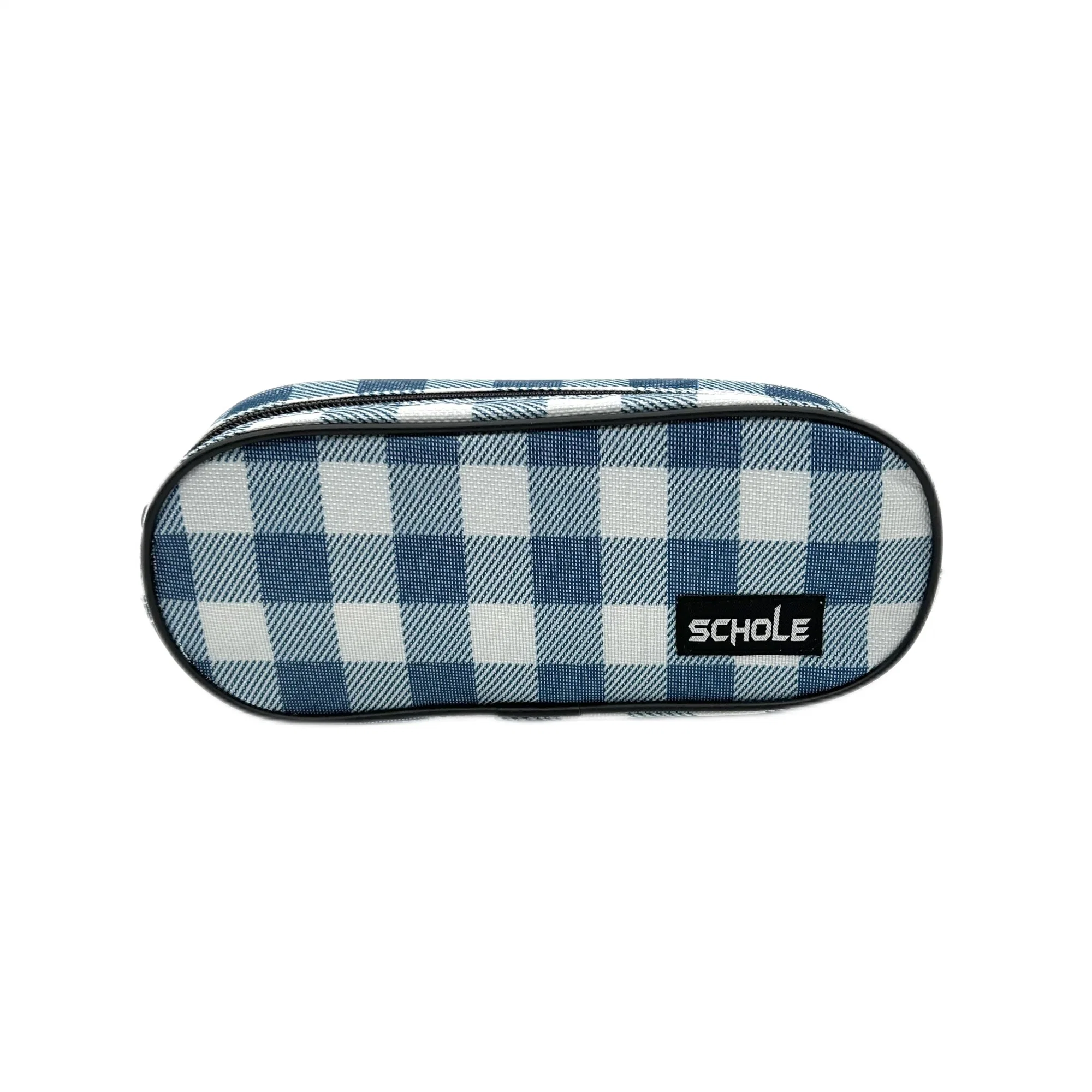 New Cross-Border Direct Sales Blue and White Plaid Black Net Bowknot Stationery Bag Pencil Case Set Manufacturers Wholesale/Supplier Student Supplies