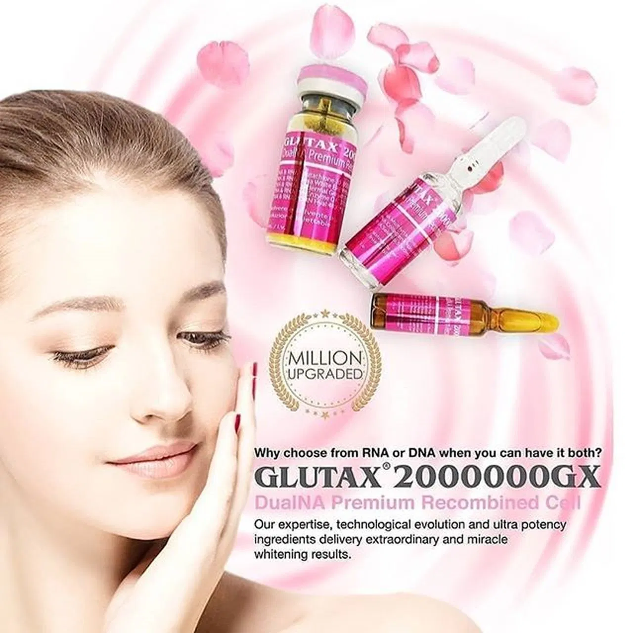 Glutax 20000gx Dualna Premium Recombined Cell Whitening original Itália injetável Glutationa para a pele clareando gota de Gluta