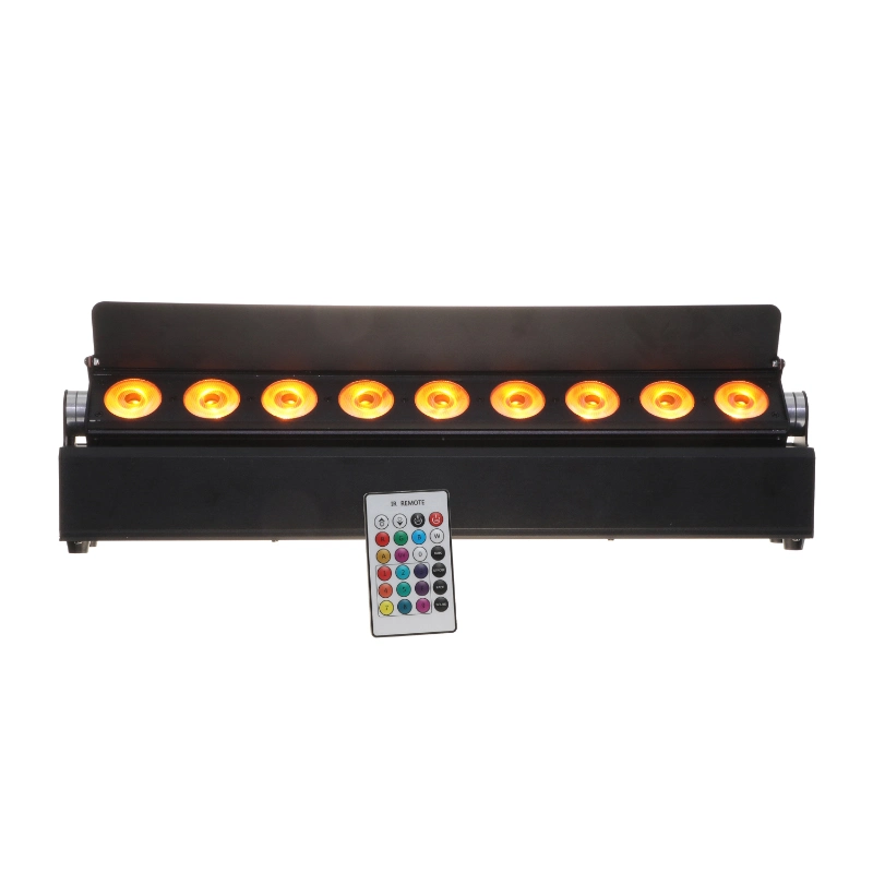 9*18W UV RGBWA 6dans1 alimenté par batterie LED DMX sans fil Bar de la rondelle de paroi