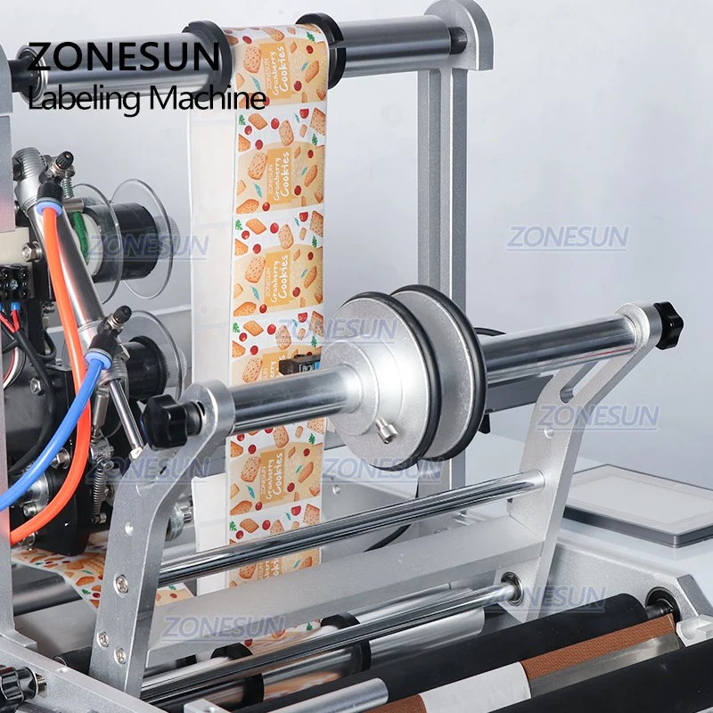 Zonesun Tb-190 Wine Double Side Sticker Round Bottle Water Semi Automatic Digital Bottle Labeling Printing Machine