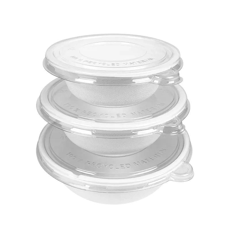 OEM ODM Eco friendly biodégradable Bowl 12oz 16oz 32oz 350ml Saladier à salade de canne à sucre jetable 500 ml, autoclavable et couvercle