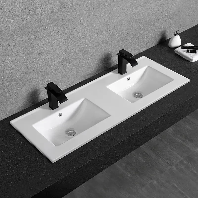 Hot Selling Sanitary Ware Ceramic Rectangle Artificial Stone Bathroom Sink Solid Surface Cabinet Basin