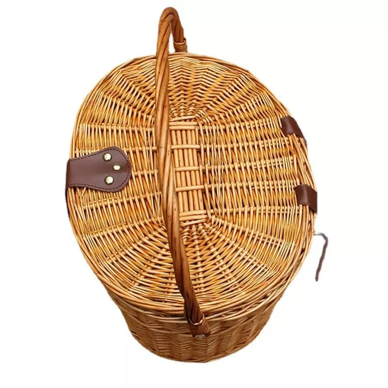 Handmade Front Wicker Basket for Bicycle Willow Bike Basket with Handle and Cover