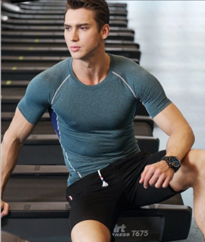 Men's Sports Fitness Elastic Quick Dry Short Sleeves