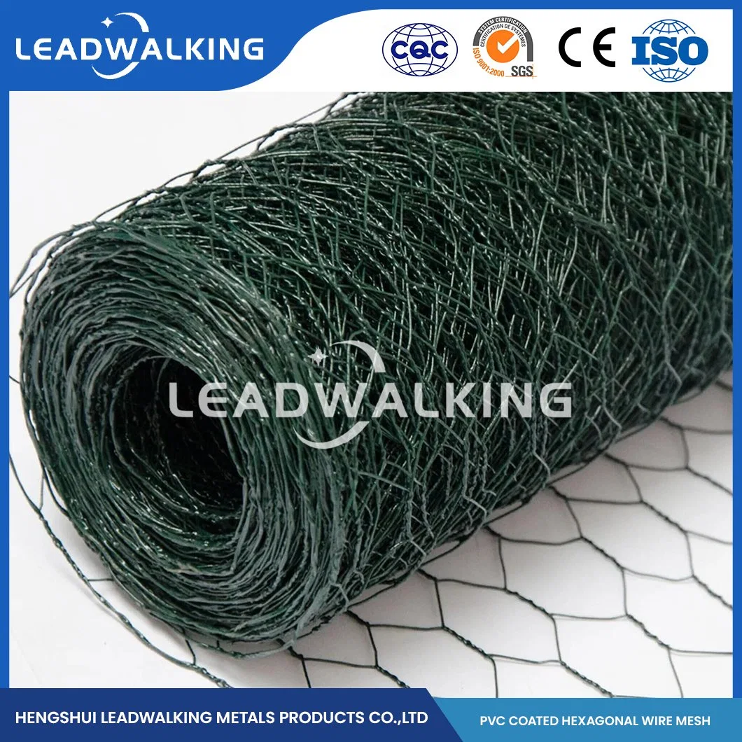 Leve Leadwalking Material de alambre de acero recubierto de PVC de 5 pies de compensación de aves de corral de China de fábrica de malla de 2 pulgadas recubierto de PVC galvanizado Hardware Hexagonal malla para Gallinero