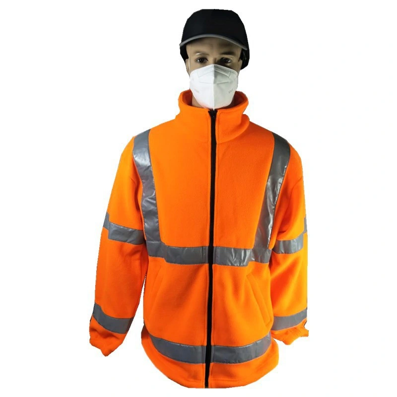 La norme européenne vêtements réfléchissants thermique laine polaire de la sécurité Veste réfléchissante outdoor avertissement Vêtements réfléchissants