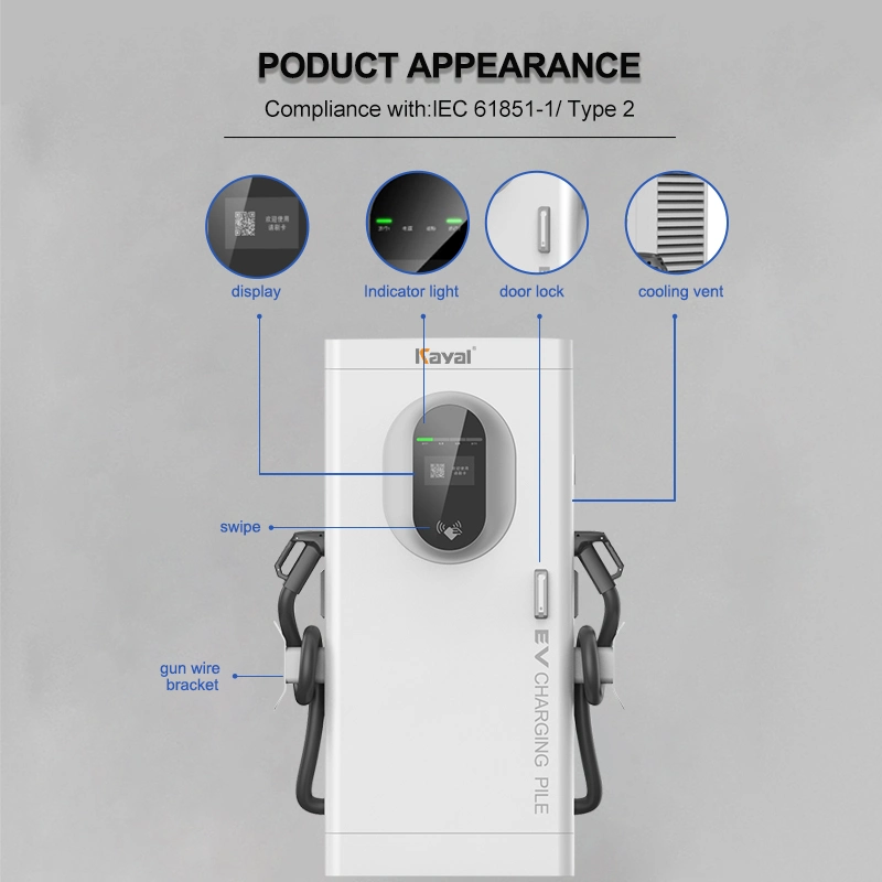 Kayal 60kw GB/T conectores OEM TUV veículo elétrico Ocpp 1.6 J carregador de carga Fast EV Estação elétrica para automóveis