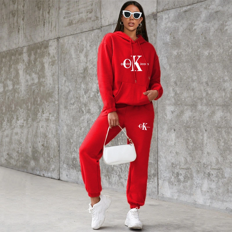 Wholesale/Supplier Women Casual Pullover Sport Sweatsuit Hoodie Sweatpants Jogger Set Leisure Sports Suit