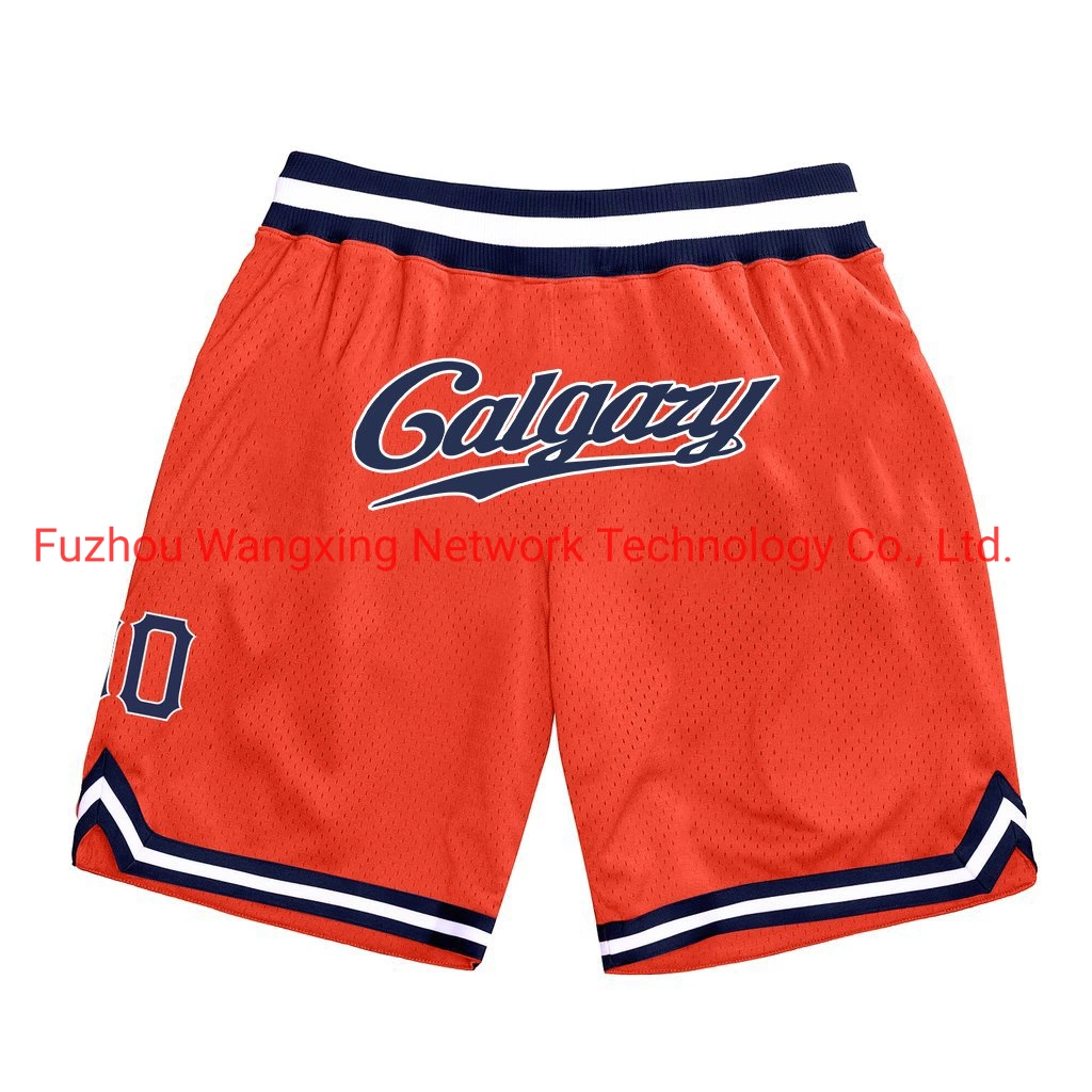 Al por mayor Calgary Baloncesto Shorts malla bordado Hot Press Print Mens Moda corto personalizado