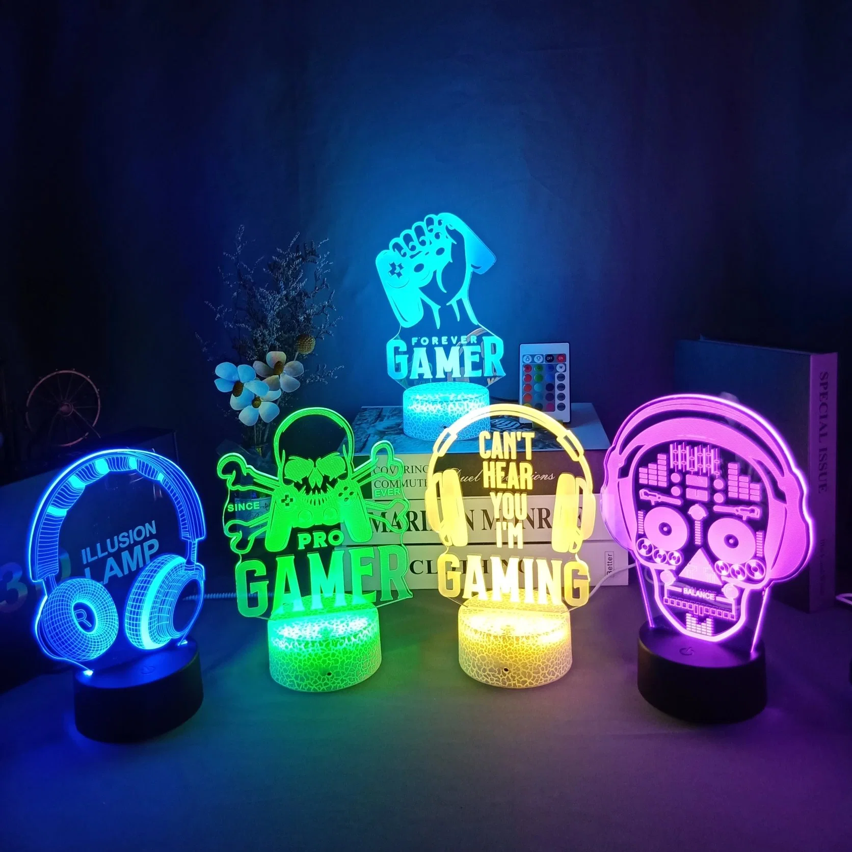 Gaming Room Desk Setup Lighting Decor LED Night Lamp on The Table Game Console Icon Logo Sensor Light Gift for Kids Bedside