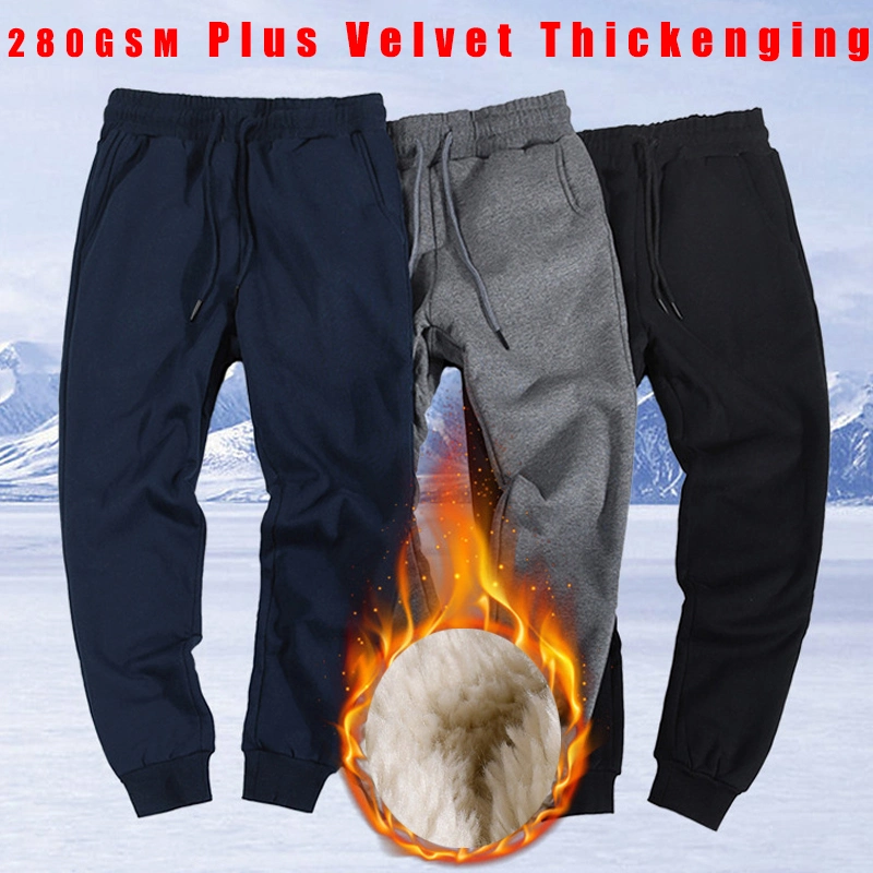 S-4XL Haute qualité Personnaliser 500GSM Polaire Lambwool Hommes Joggers Pantalons de survêtement épais Taille élastique Sport Pantalons décontractés Vêtements d'hiver