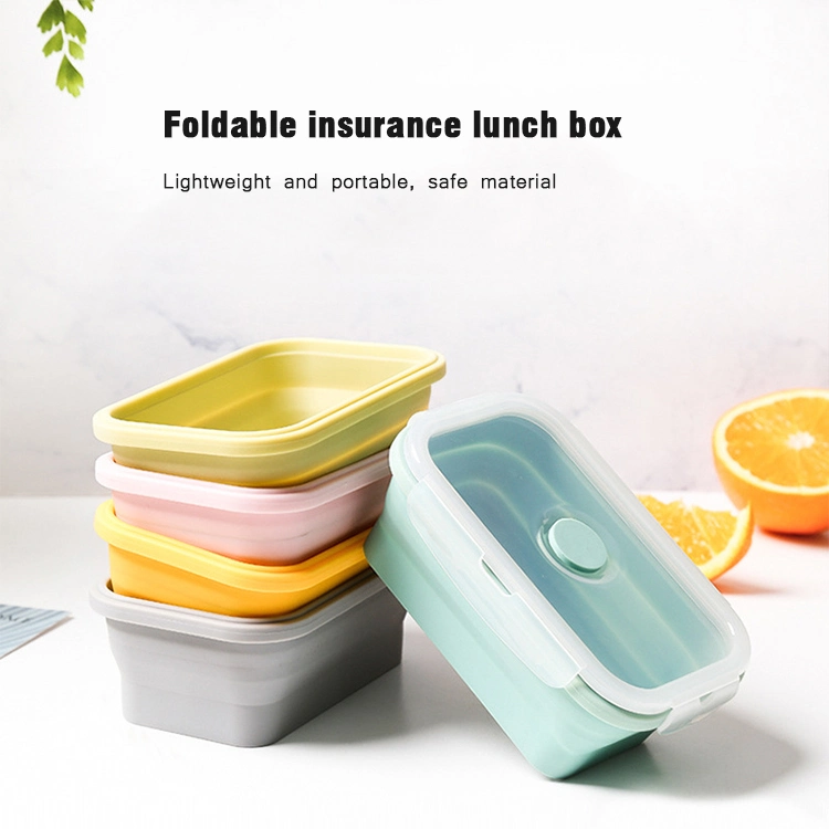 Silicone Folding Lunch Box Food Grade Microwave Heated Lunch Box Large