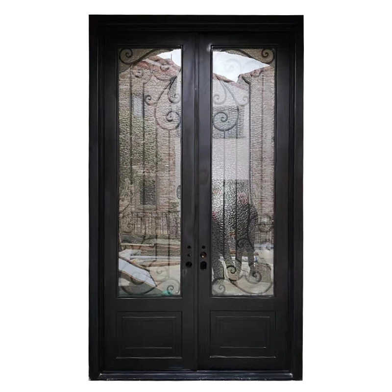 Chinese Supplier Customizes Metal French Double Wrought Iron Door Steel Door for Us Customer