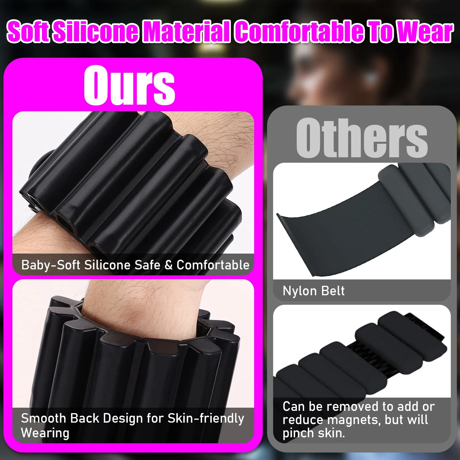 Silicone Bracelets Waterproof Strength Training Built-in Removable Metal Steel Wrist Ankle Weights