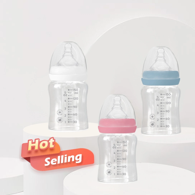 Wide Neck Borosilicate Glass 150ml 250ml Baby Bottle Organic Feeding Bottle