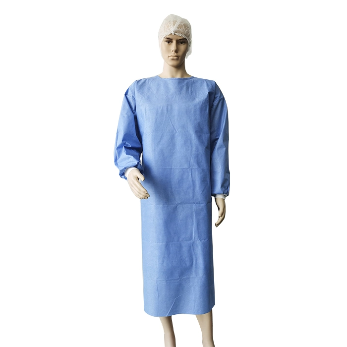 Cost-Effective Disposable Surgical Gown Waterproof Blue Color Knit Cuffs SMS Isolation Gown