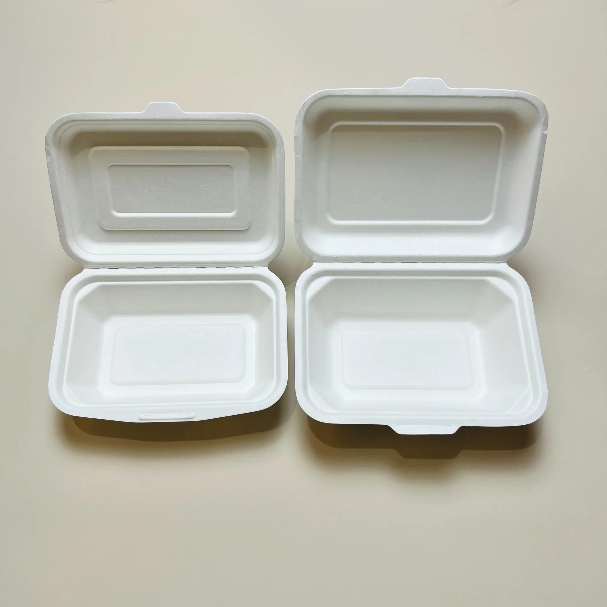 Compostable bagazo de caña Clamshell Restaurante suministro comida para llevar Embalaje Cajas Contenedores