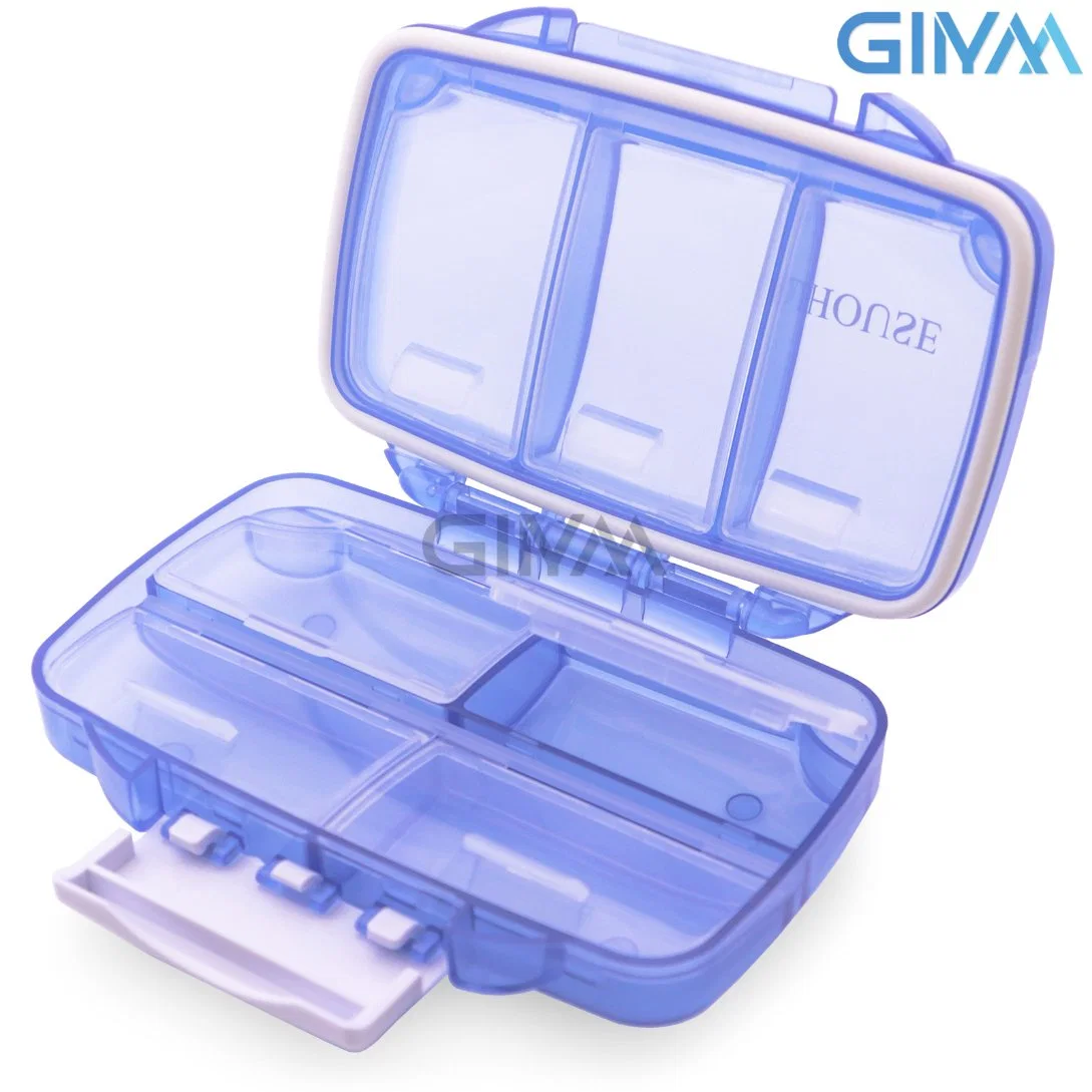 Portable Pill Organizer Weekly, Small Travel Pill Case with 7 Compartment, Moistureproof and Airtight Pill Box, Travel Pill Holder