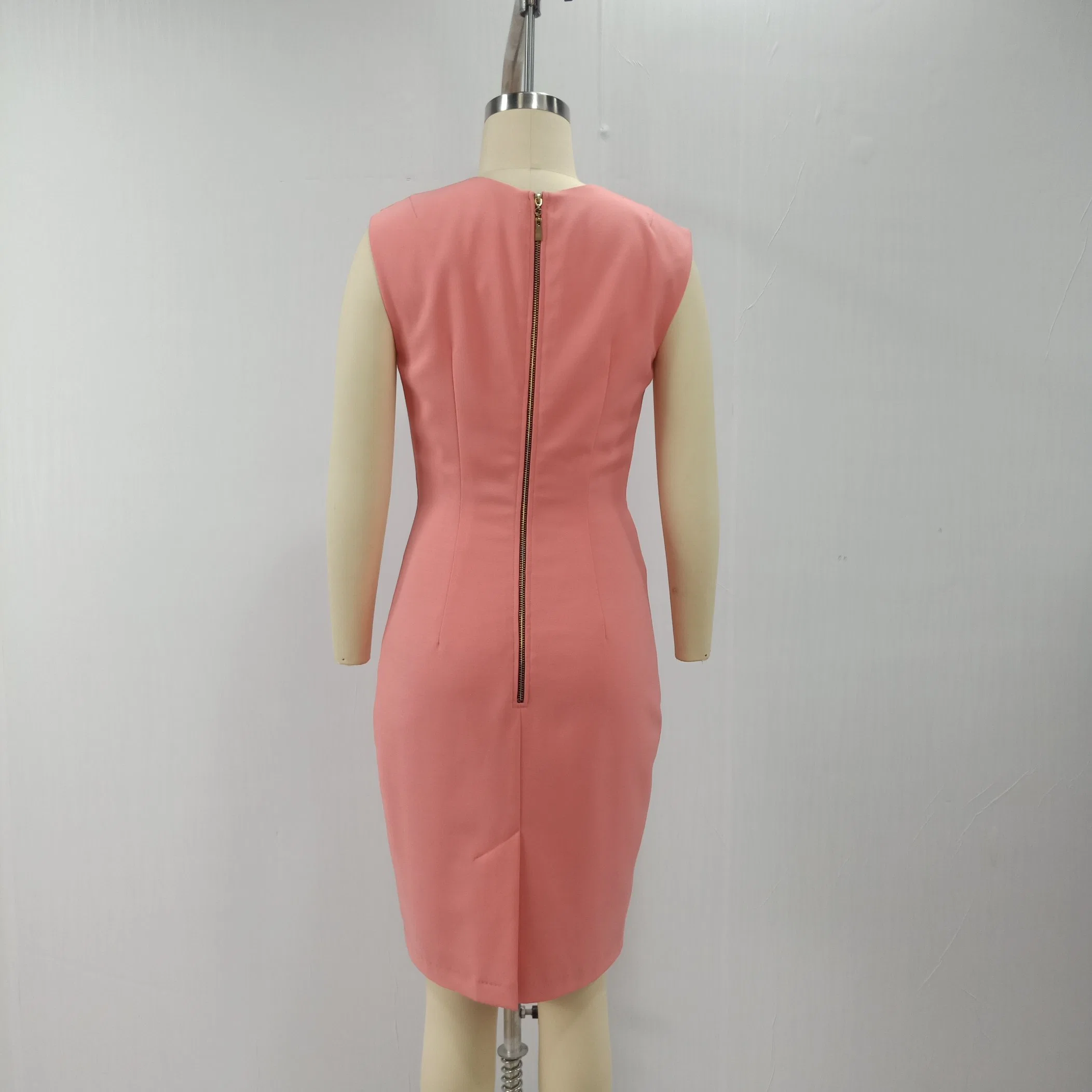 High quality/High cost performance Fashion Elegant Pink Sleeveless Summer Dress Women Clothes for Lady