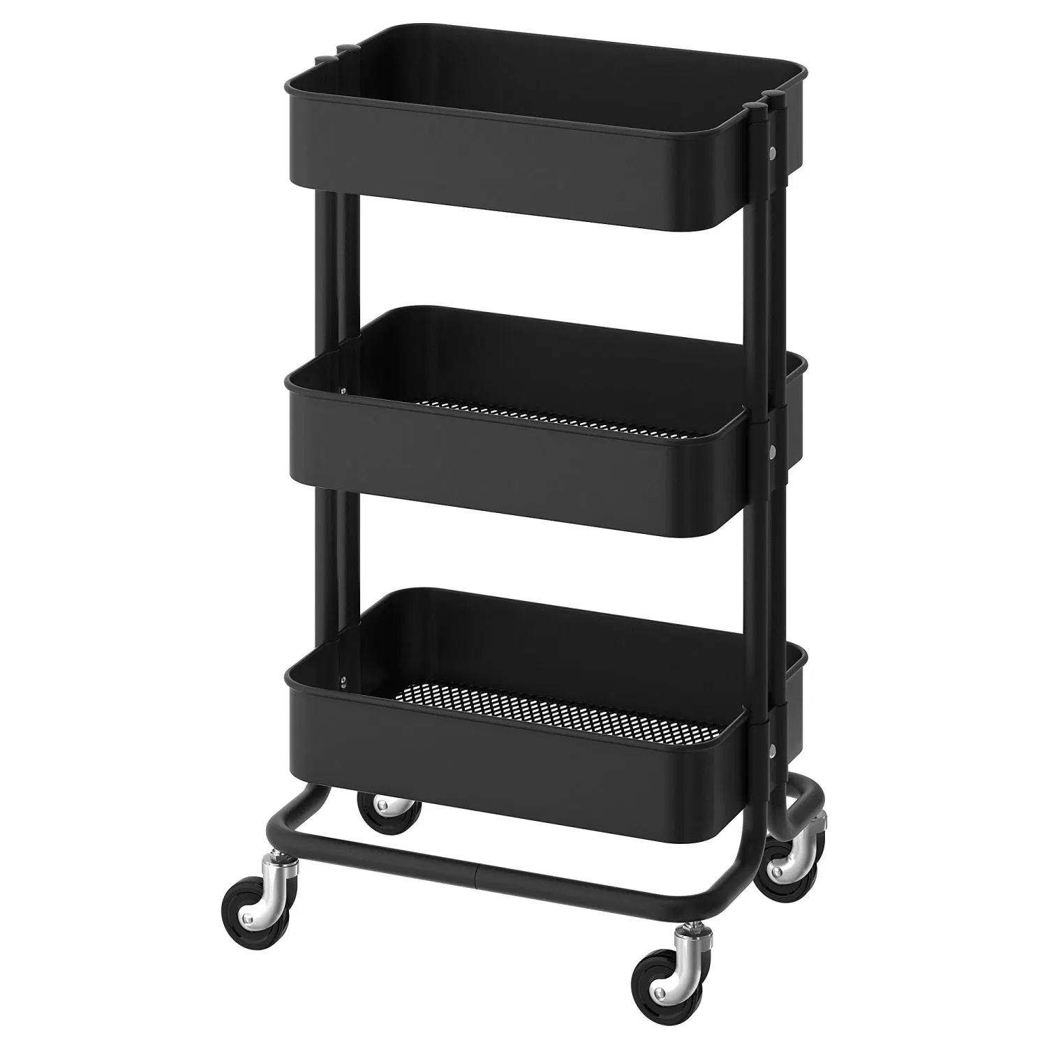 Design Ideas Black White Kitchen Cartoon Cart Trolley on Wheels