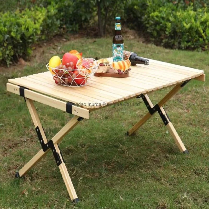 Outdoor Camping Picnic Garden Barbecue Handy Folding Table Solid Wood Furniture