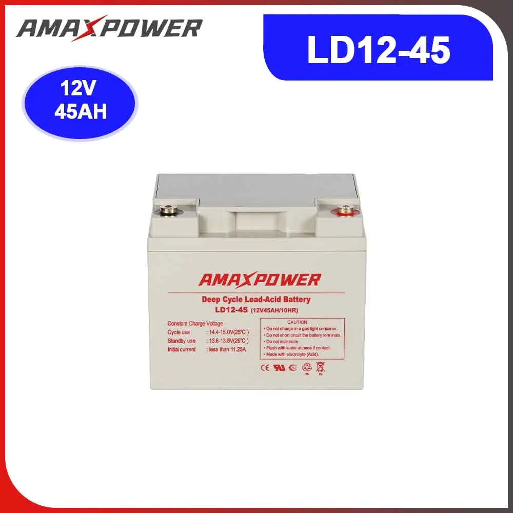 Amaxpower VRLA AGM Battery Solar Home System Sealed Lead Acid 12V45ah Low Dischargeable Rate for UPS/Cleaning Machine