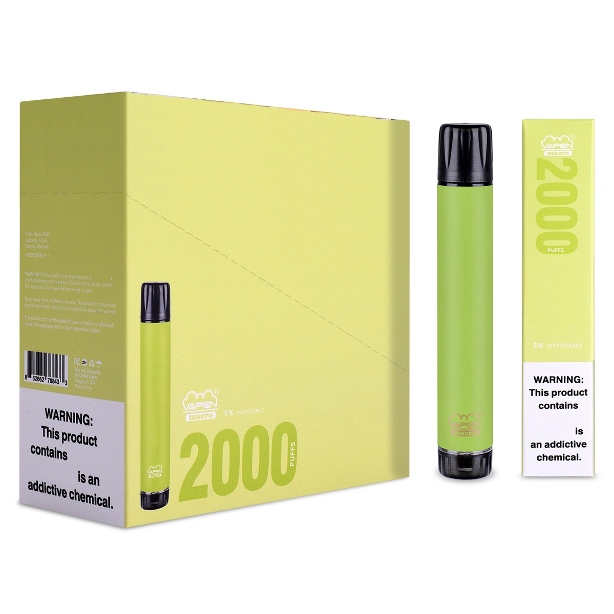 Vapen Macro OEM بالجملة_Cig Portable vaporizer 2000 أطواق قابلة للاستخدام E طقم البداية من طقم السجائر الإضافي E-Cigarette 2000 Putff Bar