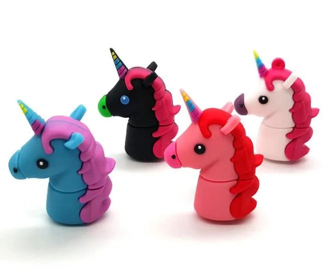 يبدو Unicorn 32 جيجا بايت مخصصة 2D/3D PVC Cartoon أقراص/قلم USB Flash محرك أقراص/محرك أقراص USB محمول للهدايا الترويجية