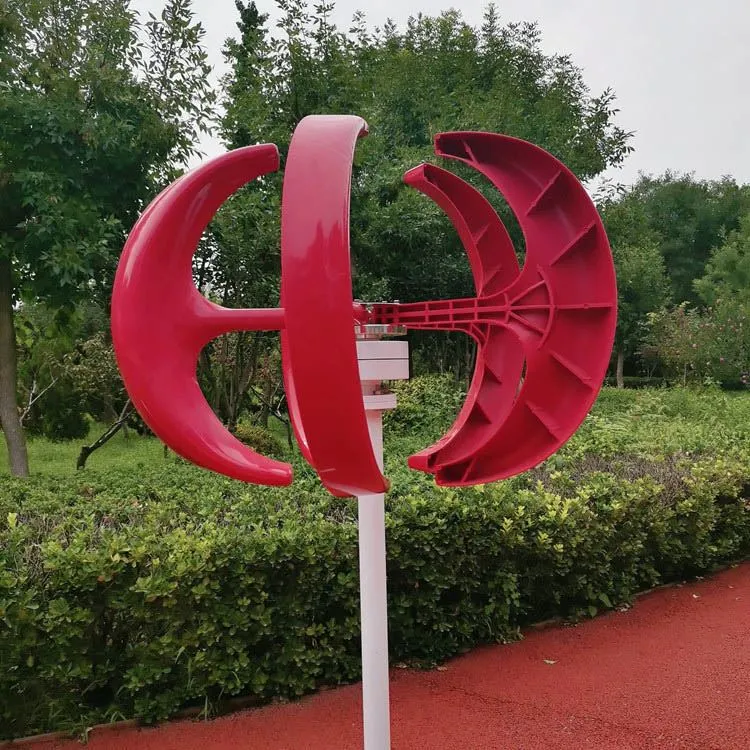 Household 100W 12V 3 Phase Red Lantern Vertical Axis Wind Turbine Generator