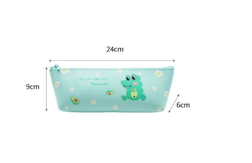 PU Dinosaur Pencil Case Zipper Flat Bag for Student and Promotions Use