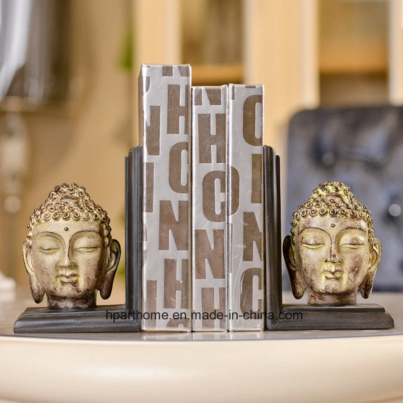 2 Pieces Resin Sculpture Religion Buddha Statue Bookend Bookshelf Decoration