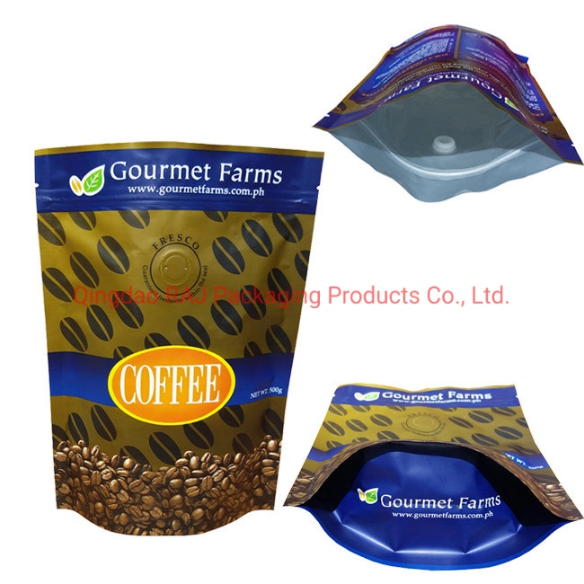 Food Coffee Bean Tea Snack Candy Zipper Storage Kraft Paper Stand up Gusset Flat Bottom 3 Side Seal Plastic Spout Sachet Packaging Packing Pouch