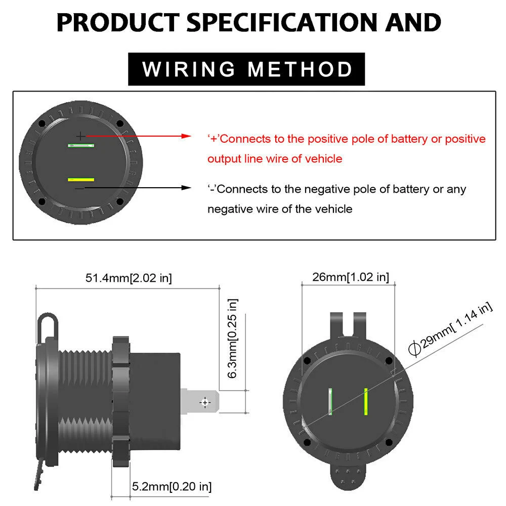 12V Auto Dual USB Vehículo 12-24V Cargador rápido de la toma de alimentación 3.0 QC Alquiler Splitter Adaptador de salida de potencia