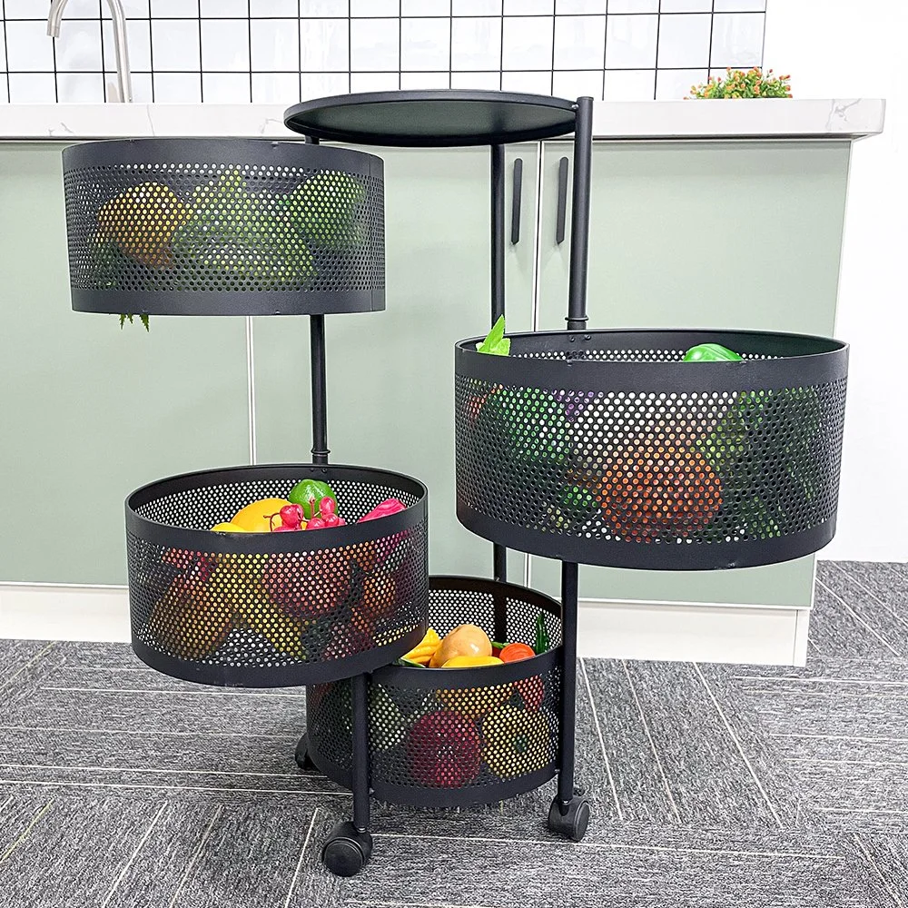 Cozinha armazenamento vegetal ou fruta prateleira rotativa suporte multiccamada Rack de armazenamento rotativo para casa de banho