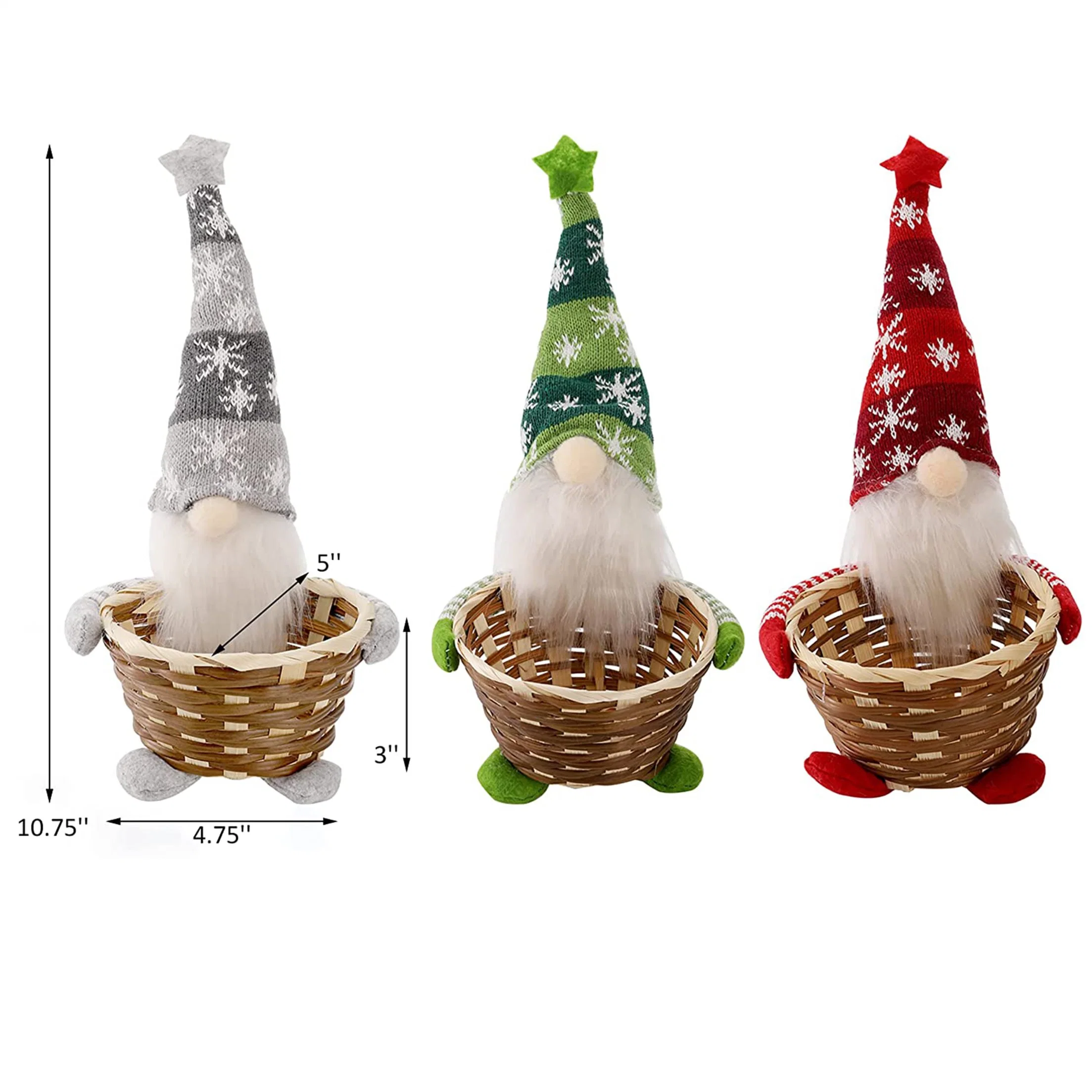 Christmas Gnome Candy Storage Basket - Santa Claus Gift Basket and Candy Storage Container - Xmas Gift Bags and Table Display Ornament for Christmas Party Decor