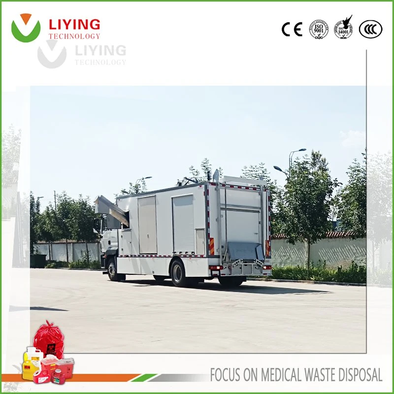 Mobile Medical Instrument Infectious Waste Microwave Diposal Machine Hospital Clinic Waste Shredder Truck