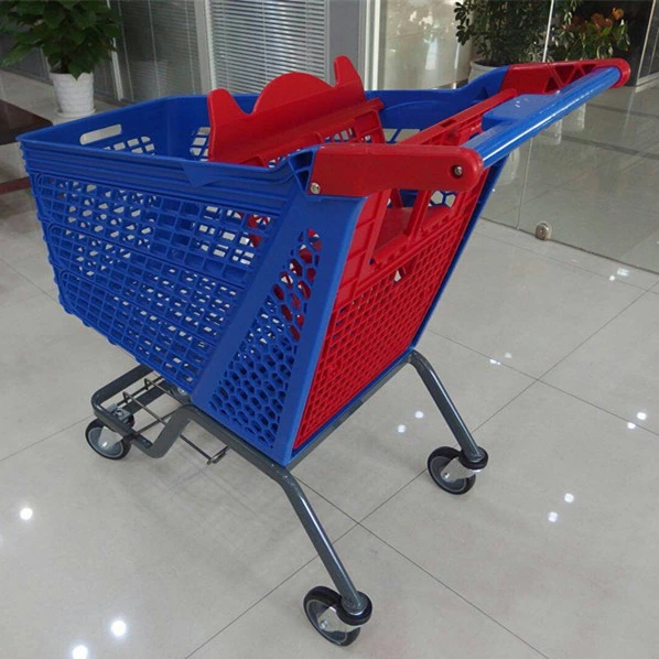 200 L todos los carritos de compras de supermercado de material plástico mano Push Cart