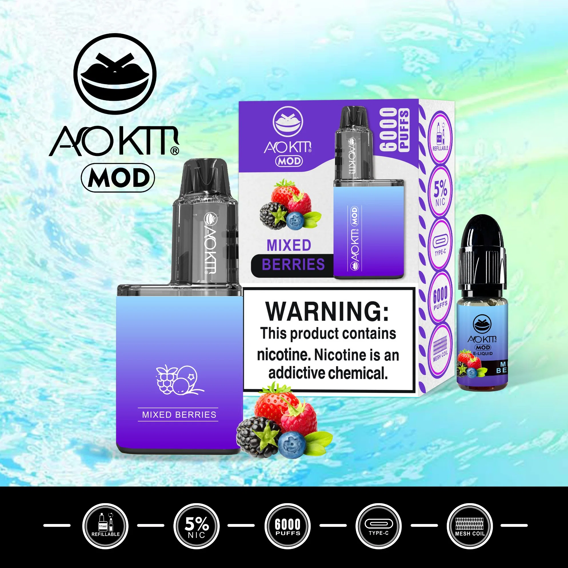 Mini vape Hot Sell Factory Aokit Mod 6000 Puff Disposable/Chargeable Vape Pen Wholesale/Supplier E Cigarette Distributor